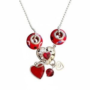 About A Girl Red and Silver Heart Necklace